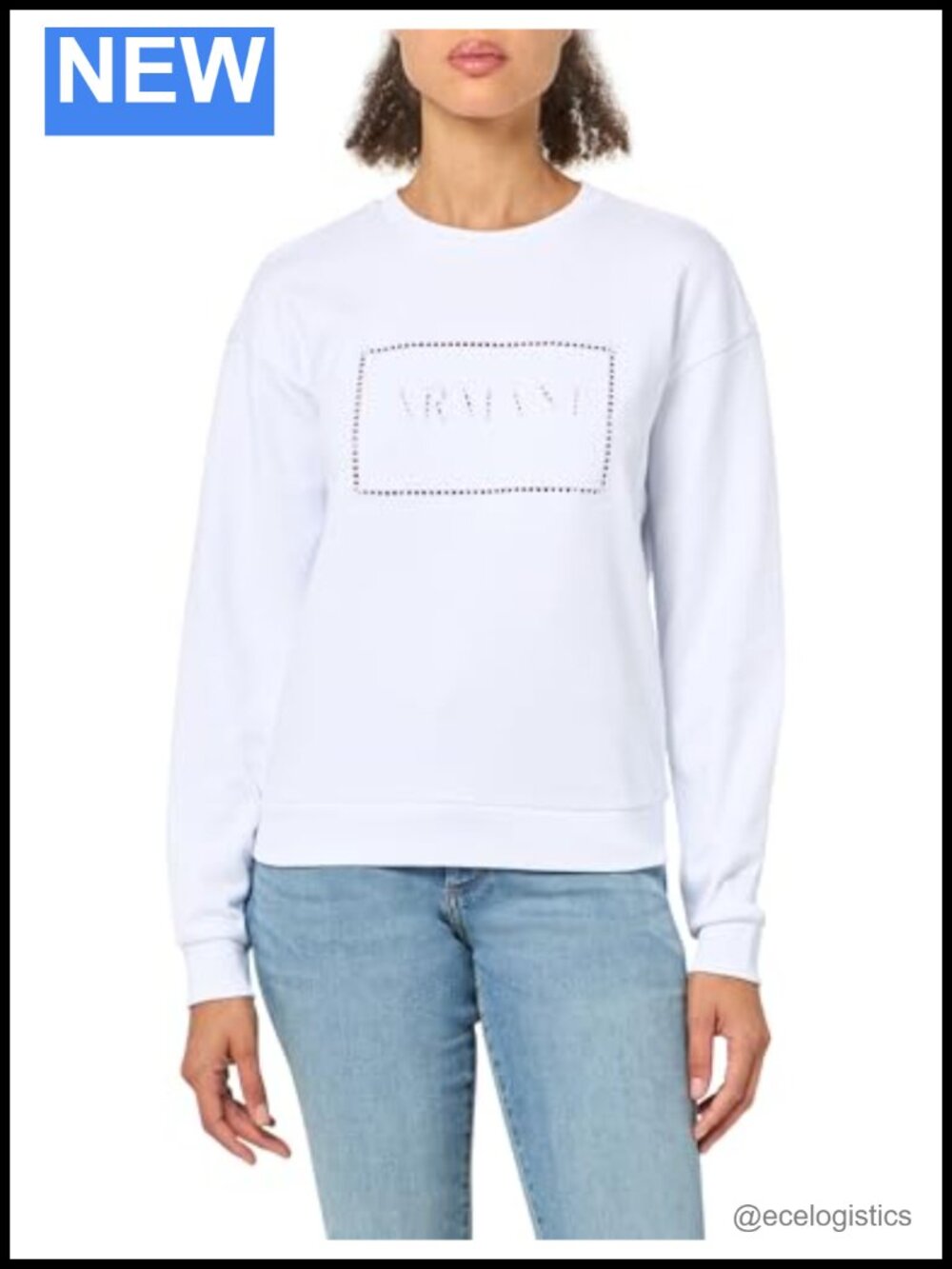 Armani Exchange Cream Crewneck Pullover Sweatshirt